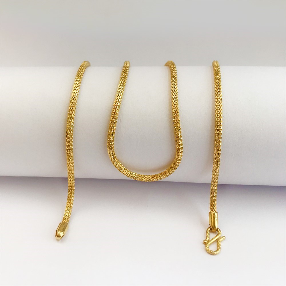 18Kt REAL GOLD Bismark Wheat Necklace Yellow Gold Chain 12.040 Gm Wide 2.16 MM