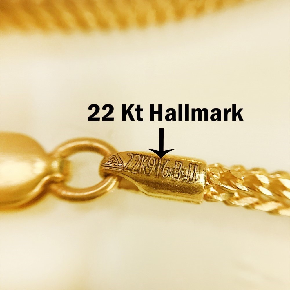 22 Kt Real Solid Yellow Gold Hallmark Curb Cuban Necklace Unisex Flat Chain 26 g
