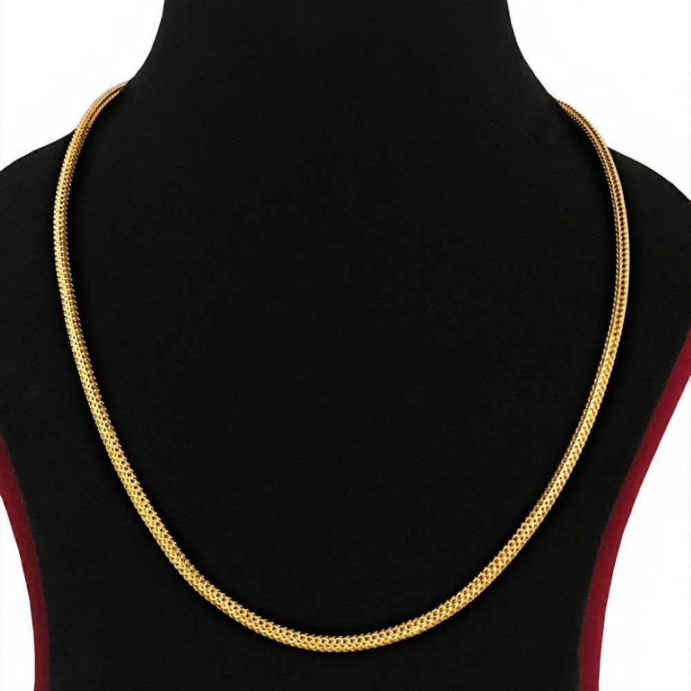 22 Kt Real Solid Yellow Gold Hallmark Curb Cuban Necklace Unisex Flat Chain 26 g
