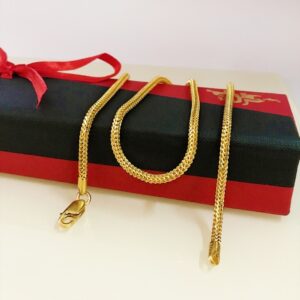 22 Kt Real Solid Yellow Gold Hallmark Curb Cuban Necklace Unisex Flat Chain 26 g