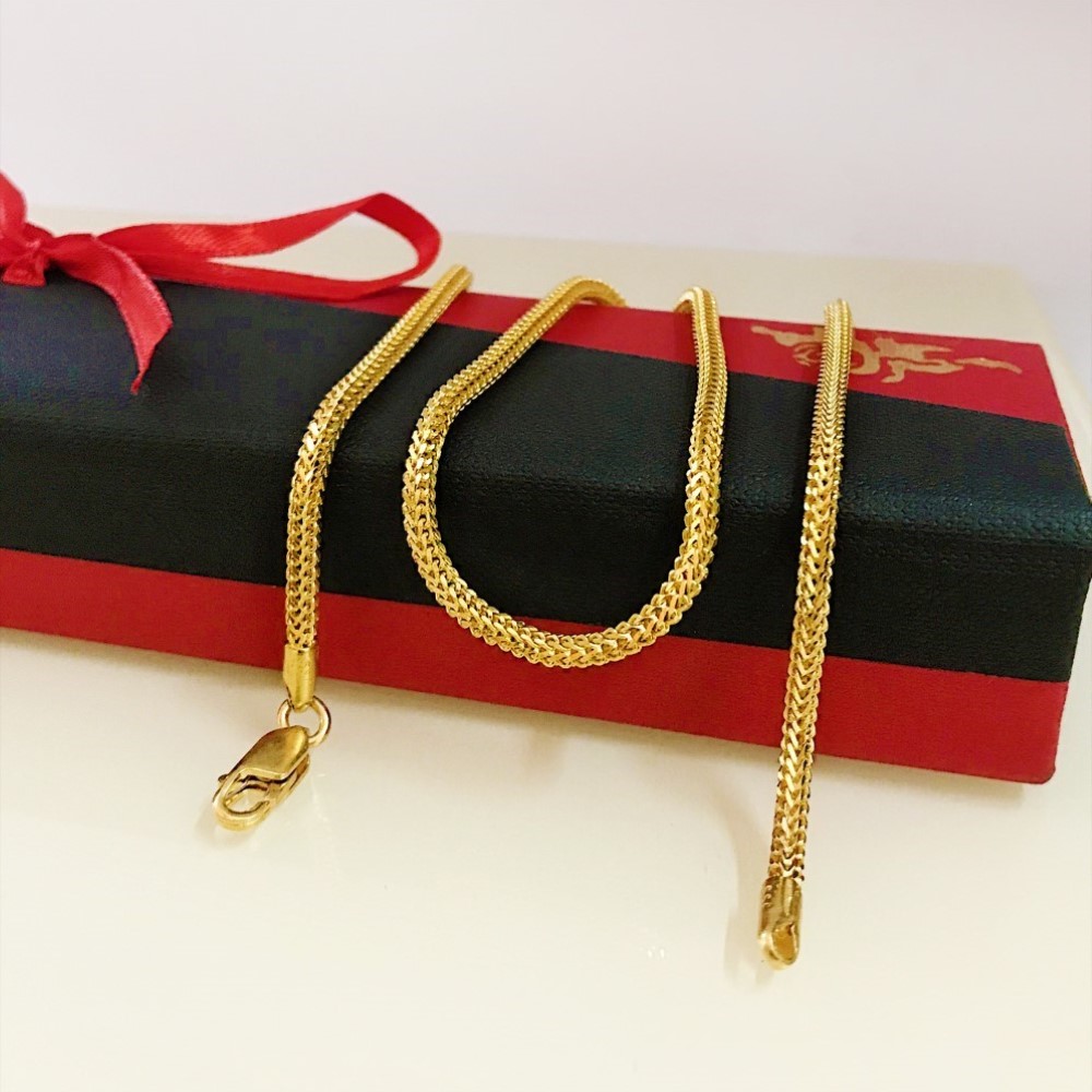 22 Kt Real Solid Yellow Gold Hallmark Curb Cuban Necklace Unisex Flat Chain 26 g