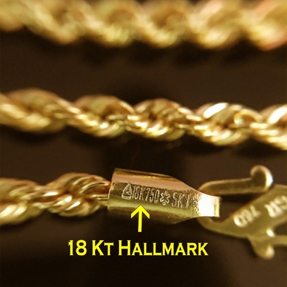 18 Kt Hallmark Real Solid Yellow Gold Silken Rope Necklace Chain 6.430 Grams
