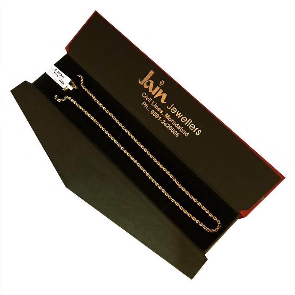 18 Kt Hallmark Real Solid Yellow Gold Silken Rope Necklace Chain 6.430 Grams