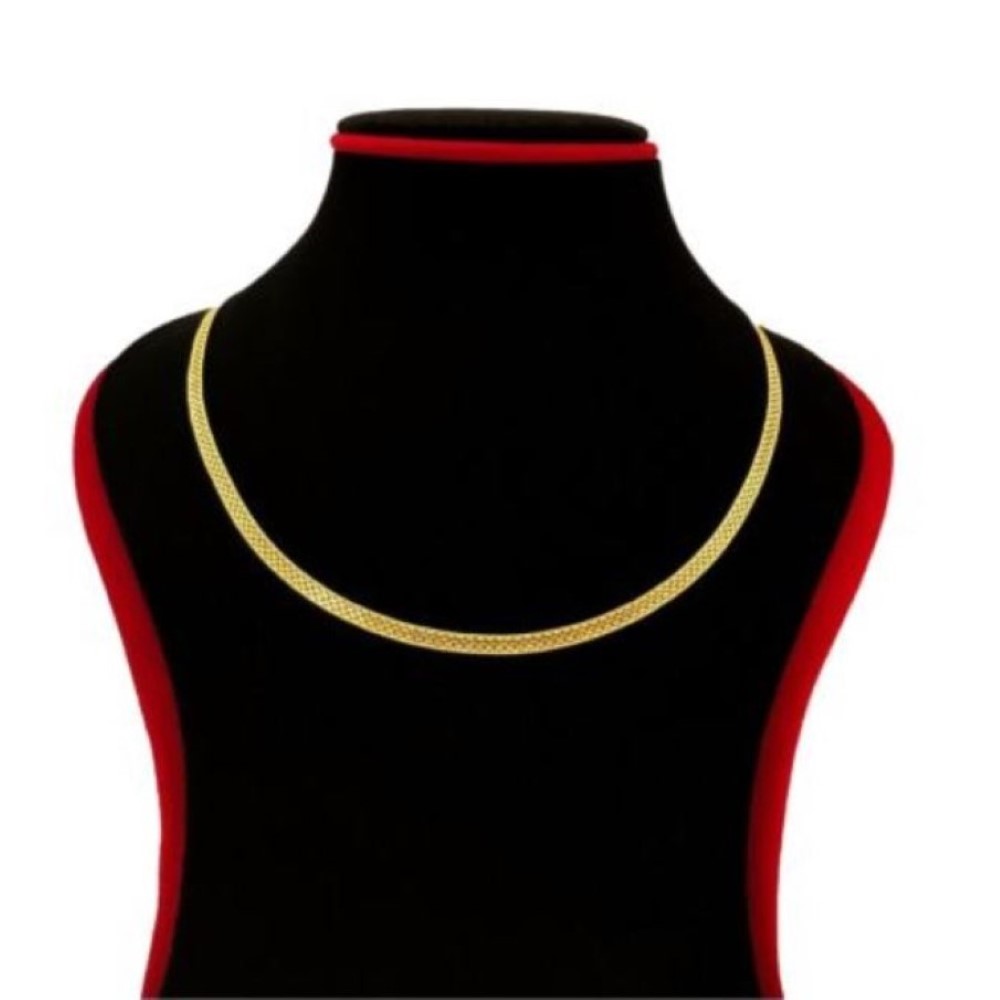 18Kt Real Solid Yellow Gold Curb Necklace Flat Unisex Chain 10.190 Gm 5 mm Wide