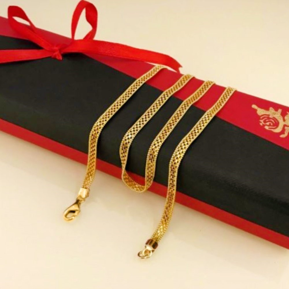 18Kt Real Solid Yellow Gold Curb Necklace Flat Unisex Chain 10.190 Gm 5 mm Wide