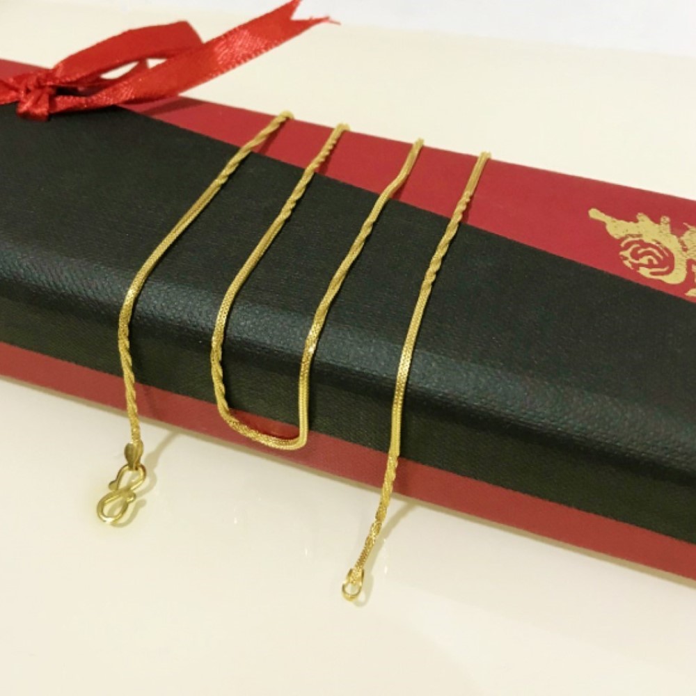 Fine 18Kt Real Solid Yellow Gold Twisted Necklace Unisex Chain 5.410 Grams