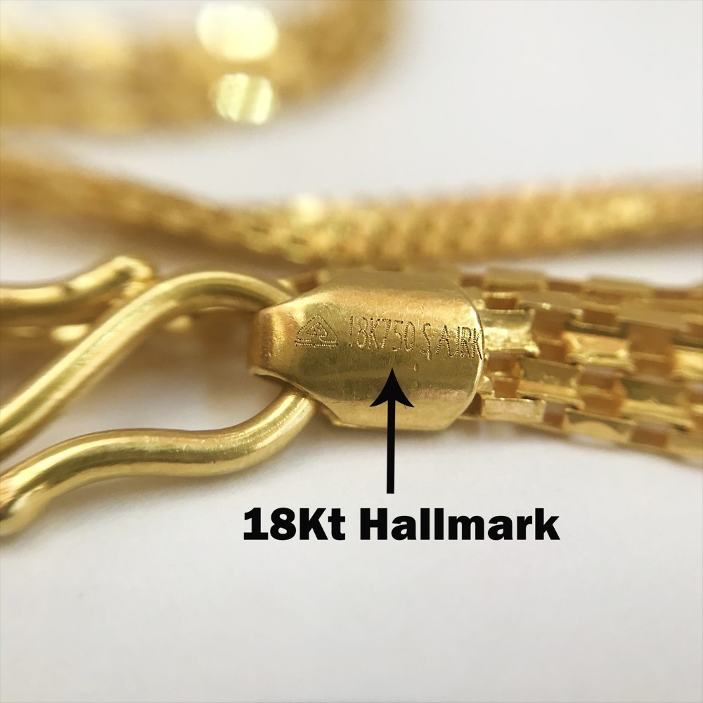 Real Gold Hallmark Necklace Chain 18K Yellow Gold 17.370 Gm Wide 4.02 MM 22.5 In