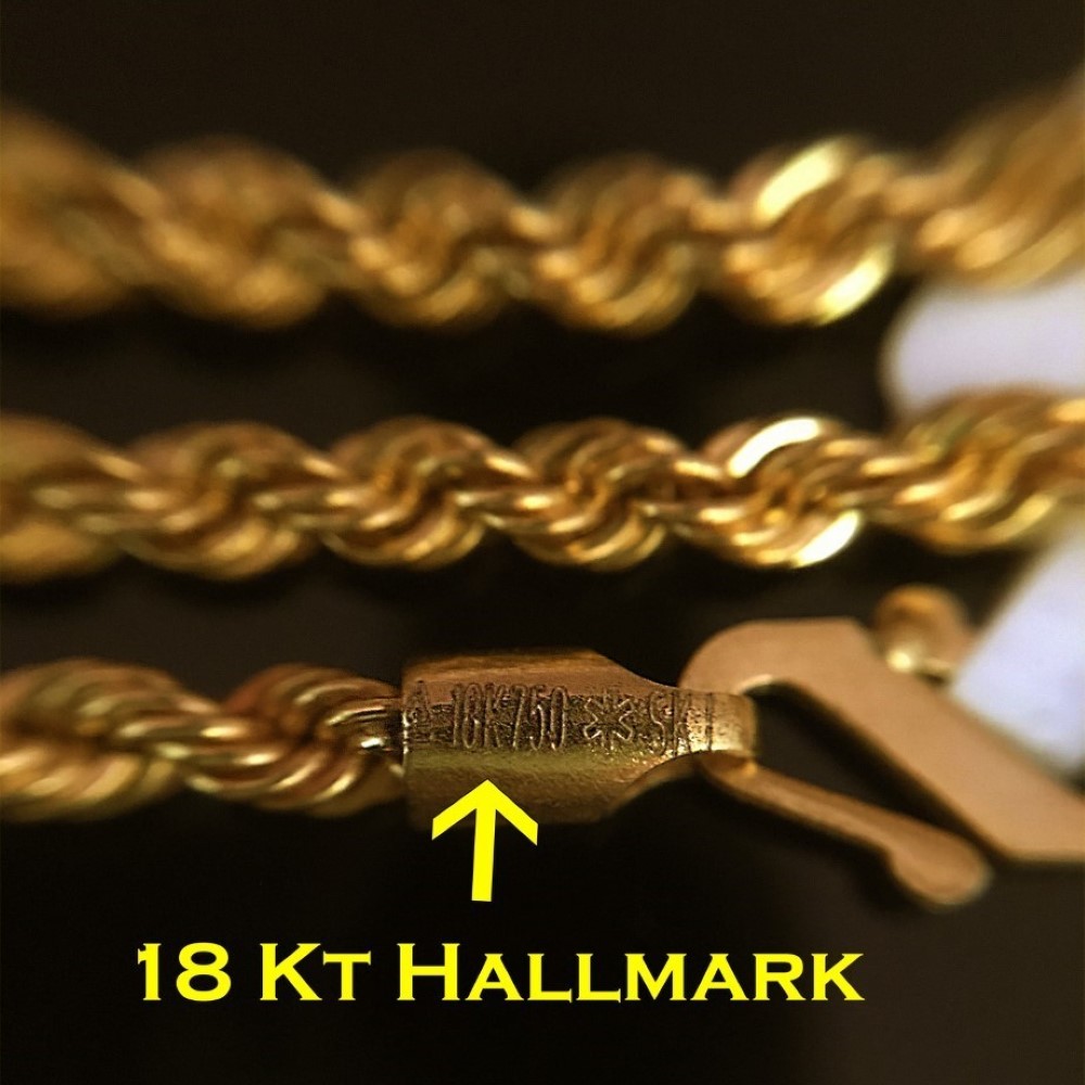 18Kt Hallmark Real Solid Yellow Gold Silken Rope Necklace Chain 9.780 g 22'' L