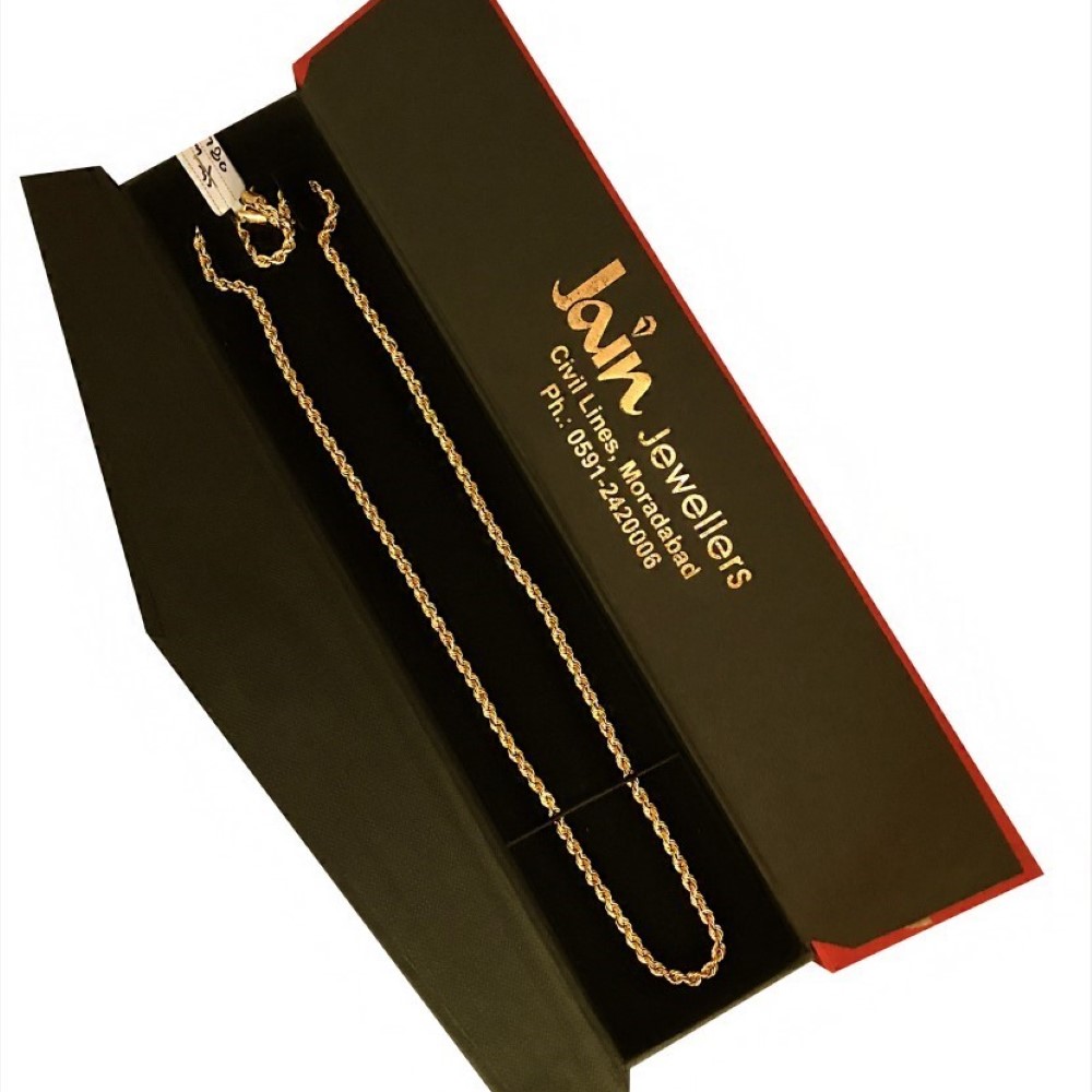 18Kt Hallmark Real Solid Yellow Gold Silken Rope Necklace Chain 9.780 g 22'' L