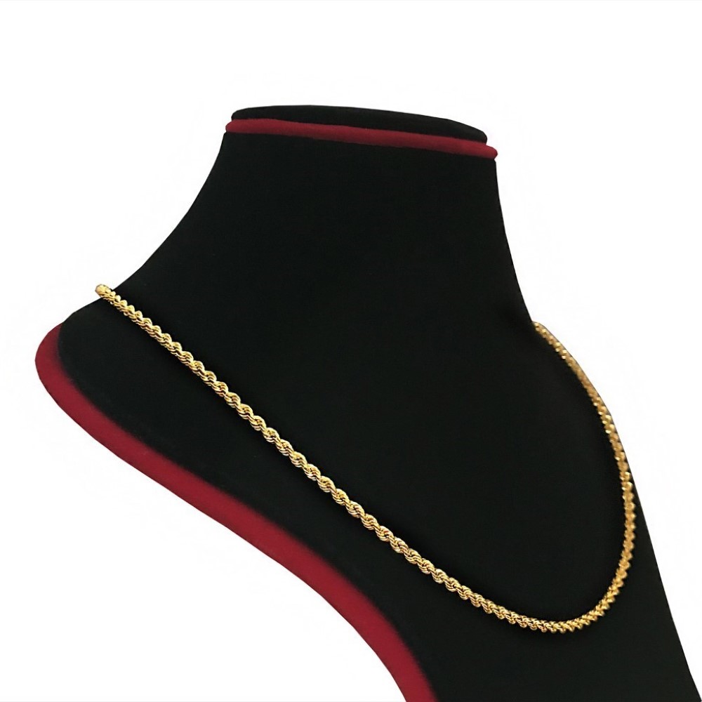 18Kt Hallmark Real Solid Yellow Gold Silken Rope Necklace Chain 9.780 g 22'' L