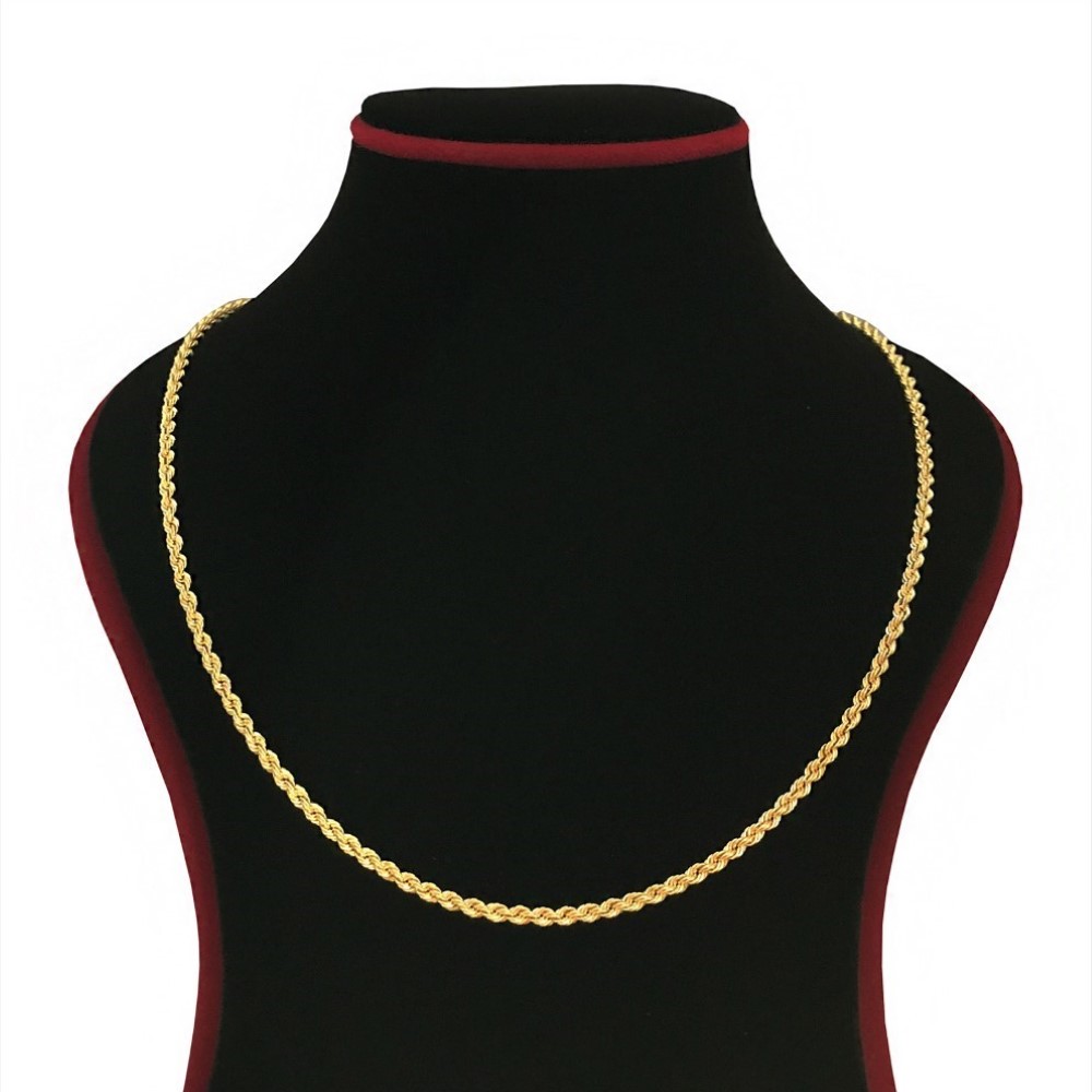 18Kt Hallmark Real Solid Yellow Gold Silken Rope Necklace Chain 9.780 g 22'' L