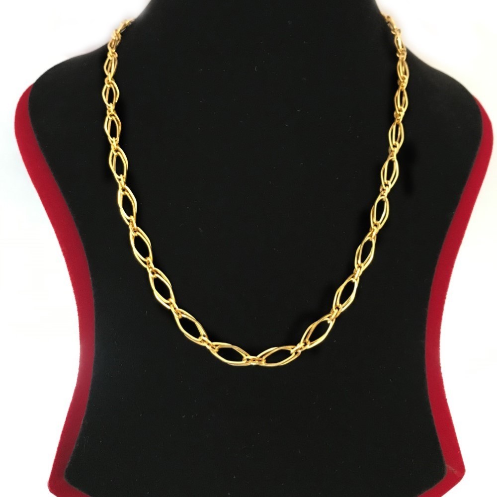 18 Kt Hallmark Real Solid Yellow Gold Double Cuban Link Long Necklace Chain 7MM