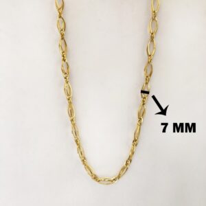 18 Kt Hallmark Real Solid Yellow Gold Double Cuban Link Long Necklace Chain 7MM