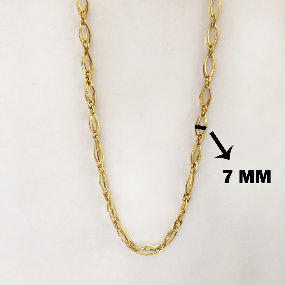 18 Kt Hallmark Real Solid Yellow Gold Double Cuban Link Long Necklace Chain 7MM