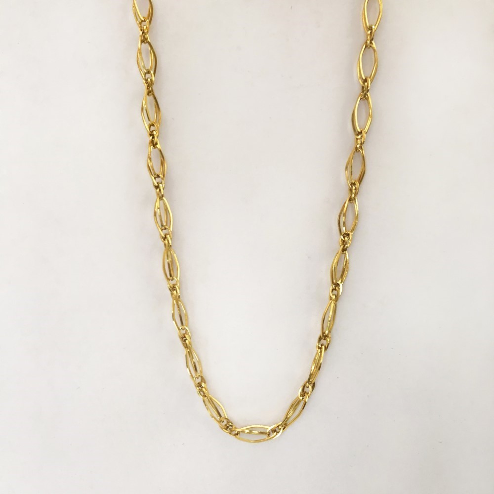 18 Kt Hallmark Real Solid Yellow Gold Double Cuban Link Long Necklace Chain 7MM