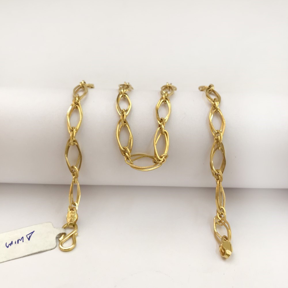18 Kt Hallmark Real Solid Yellow Gold Double Cuban Link Long Necklace Chain 7MM