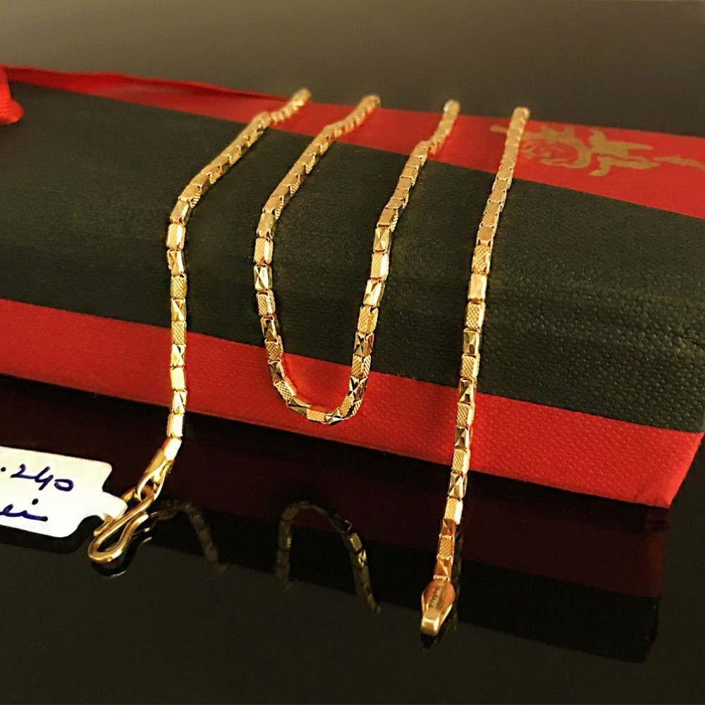 18Kt Real Solid Yellow Gold Curb Cuban Necklace Unisex Chain 10.240 Gram 22'' L
