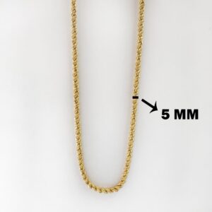 18Kt Hallmark Real Solid Yellow Gold Chunky Rope Necklace Chain Wide 4MM 24 In