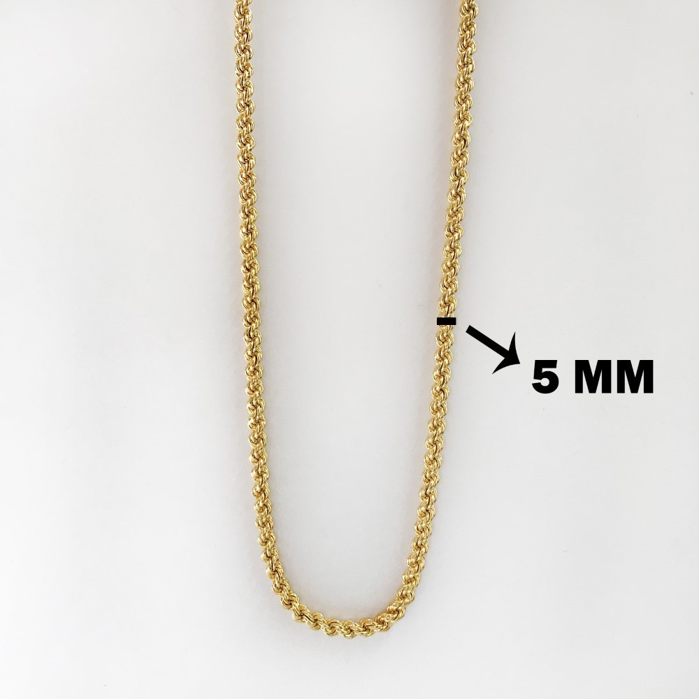 18Kt Hallmark Real Solid Yellow Gold Chunky Rope Necklace Chain Wide 4MM 24 In