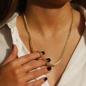 18 Kt Real Gold Curb Cuban Braided Herringbone Unisex Necklace Chain 30 Gms 5 MM