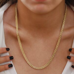 18 Kt Real Gold Curb Cuban Braided Herringbone Unisex Necklace Chain 30 Gms 5 MM