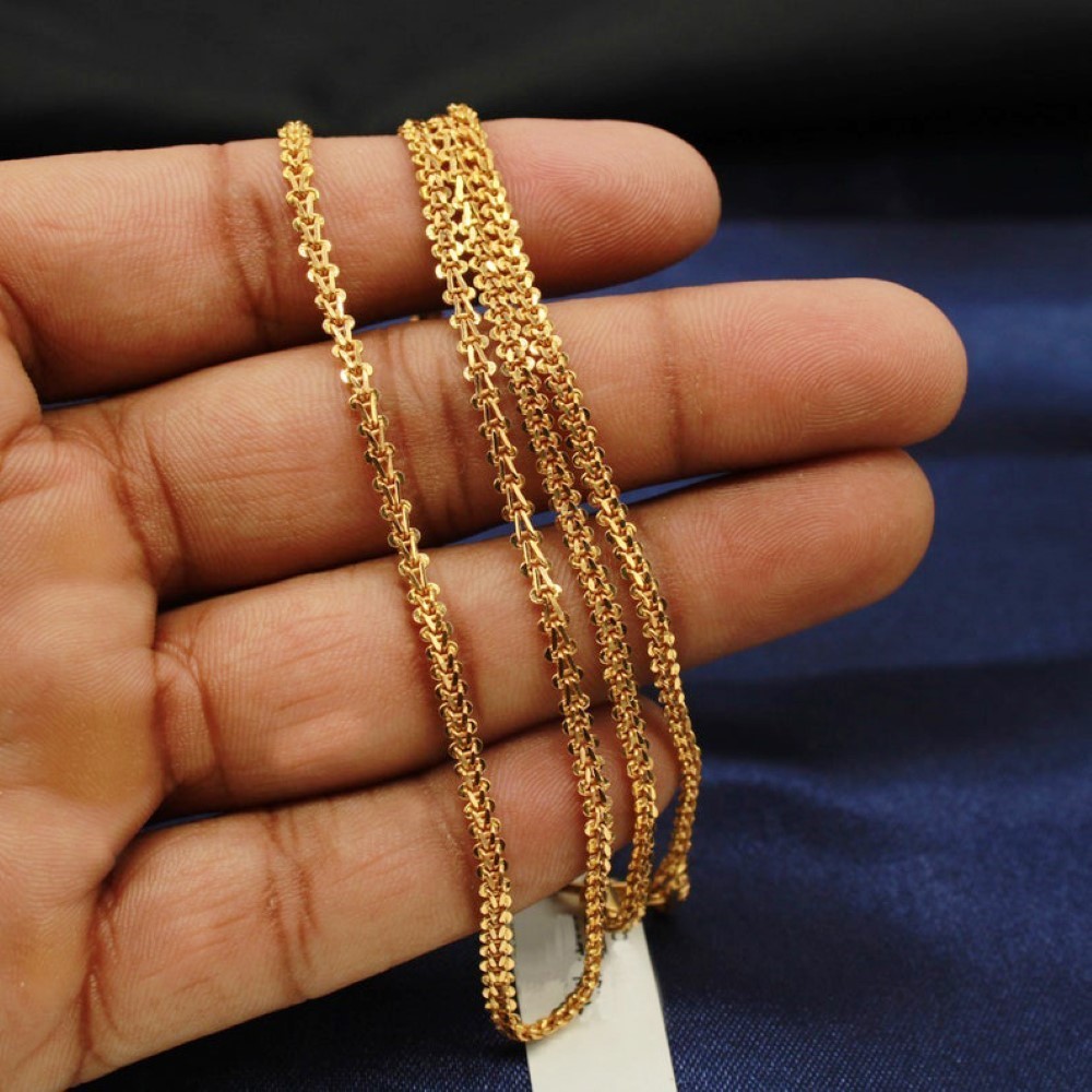 18 Kt Pure Solid Real Gold Men Women Necklace Chain 14 Grams 3 MM Length 22 Inch