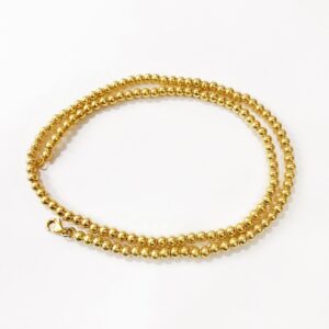 18 Kt Hallmark Real Solid Yellow Gold Beaded Necklace Chain 30 Grams Wide 5 MM