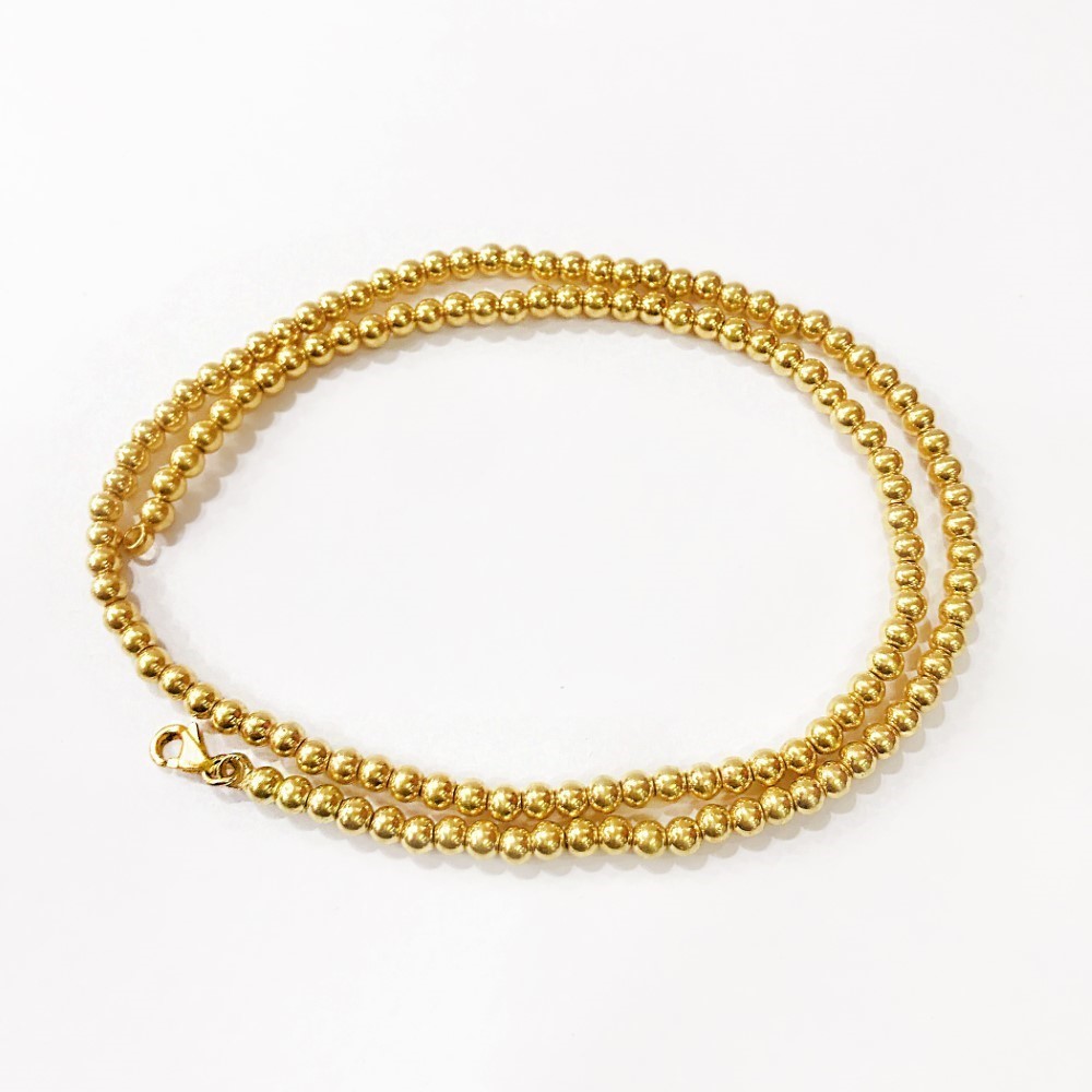 18 Kt Hallmark Real Solid Yellow Gold Beaded Necklace Chain 30 Grams Wide 5 MM