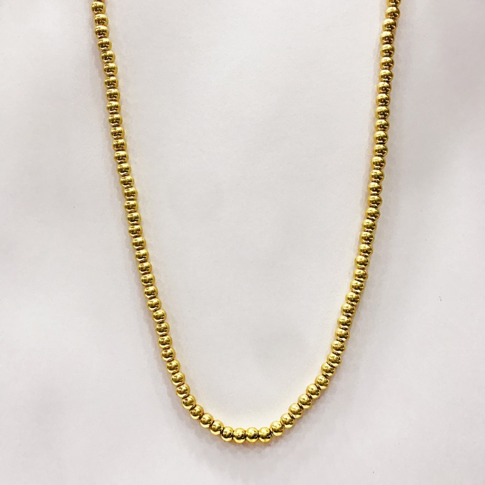 18 Kt Hallmark Real Solid Yellow Gold Beaded Necklace Chain 30 Grams Wide 5 MM