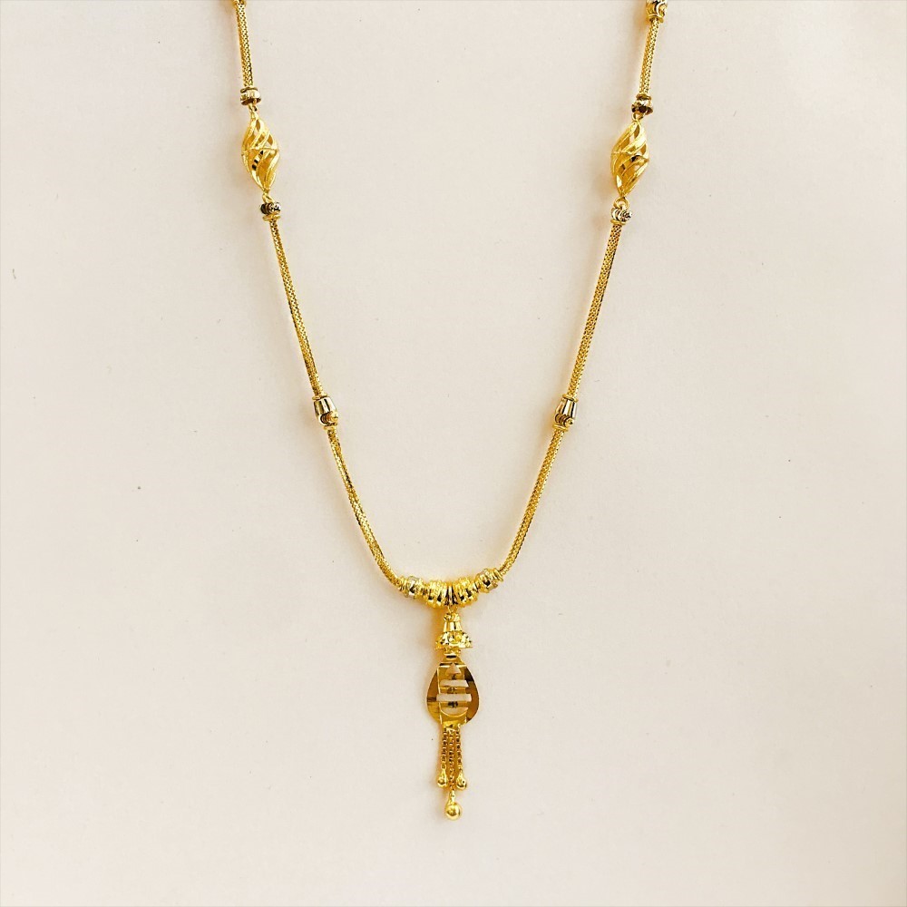 REAL GOLD Two Tone Necklace Pendant 18Kt Yellow Gold Chain 8.690 Gm Wide 1.23 MM