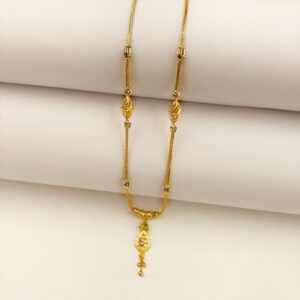 REAL GOLD Two Tone Necklace Pendant 18Kt Yellow Gold Chain 8.690 Gm Wide 1.23 MM