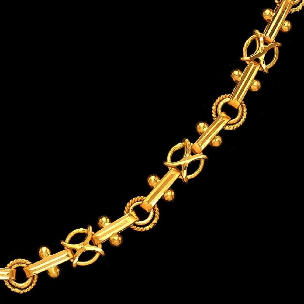 22 Kt Hallmark Real Solid Yellow Gold Necklace Iced Out Dubai Long Chain 20 Gram
