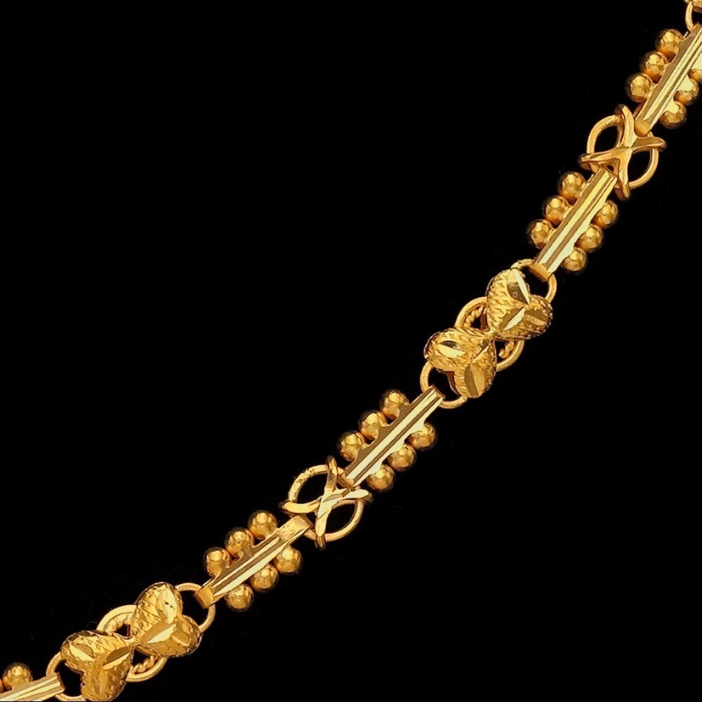 22 Kt Hallmark Real Solid Yellow Gold Iced Out Balls Long Necklace Chain 24 Gram