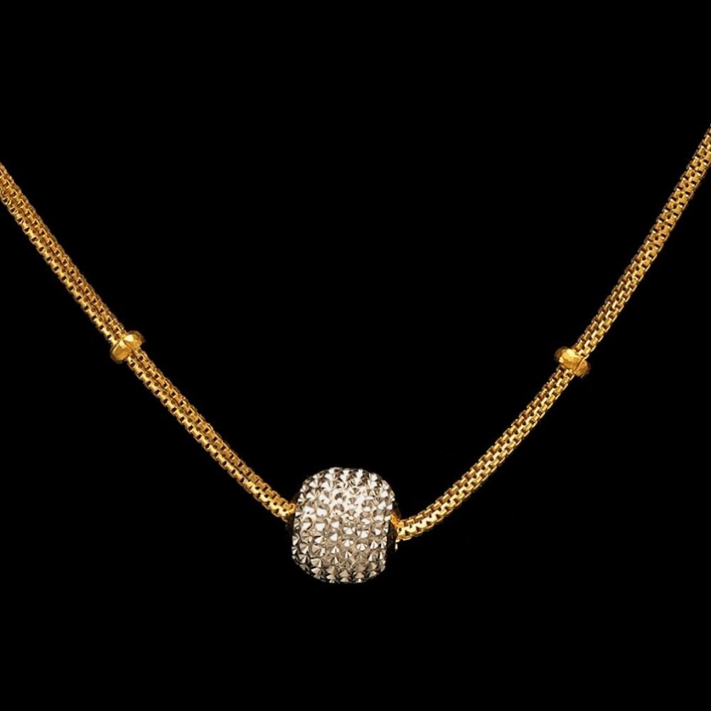 22 Kt Hallmark Real Solid Yellow Gold Iced Out Gold Ball Necklace Chain 12 Grams