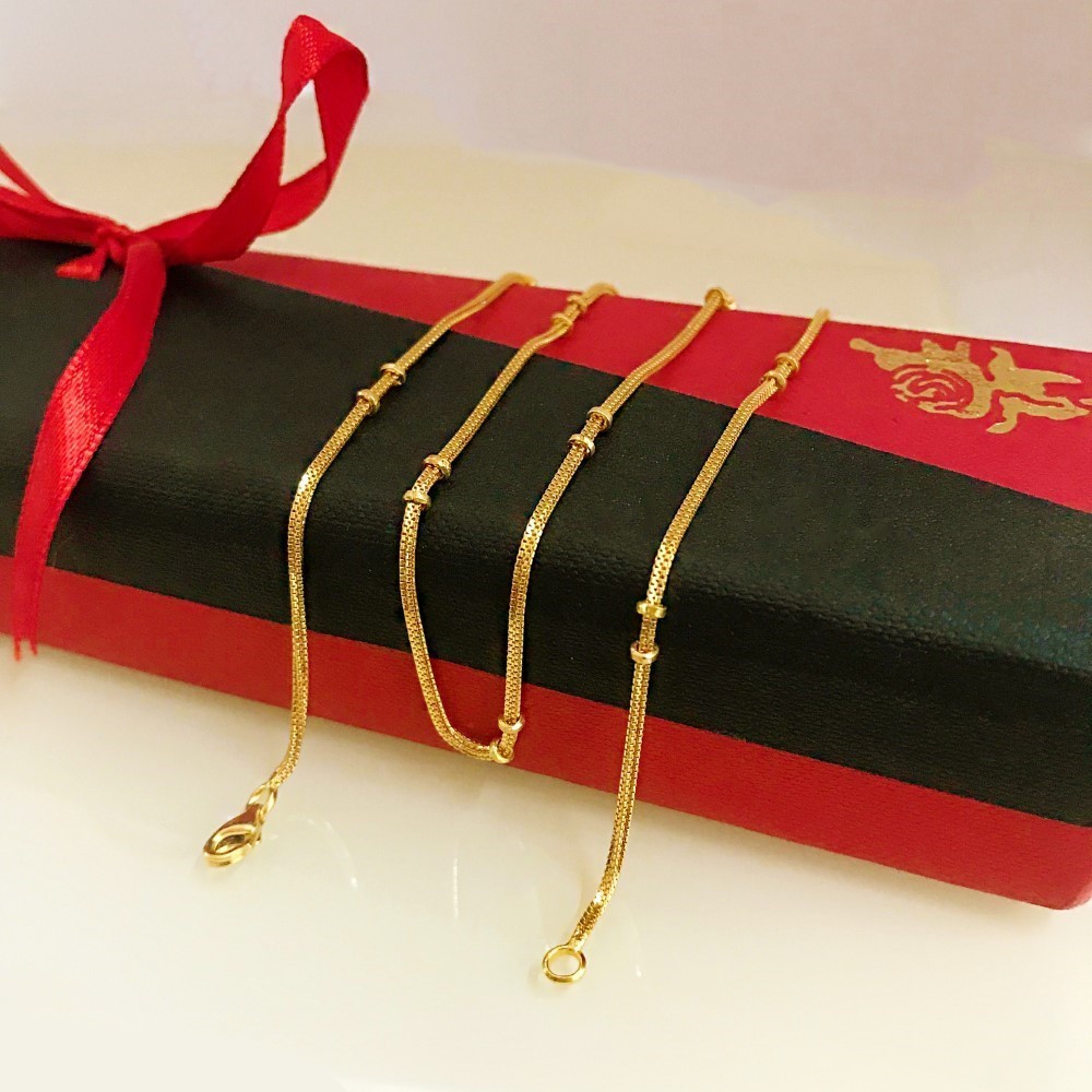 22 Kt Hallmark Real Solid Yellow Gold Curb Cuban Balls Necklace Chain 6.940 Gram