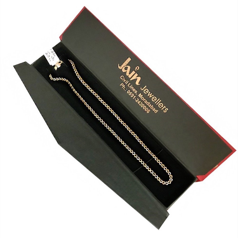 18 Kt Hallmark Real Solid Yellow Gold 2 Tone Curb Necklace Chain 7.860 Grams