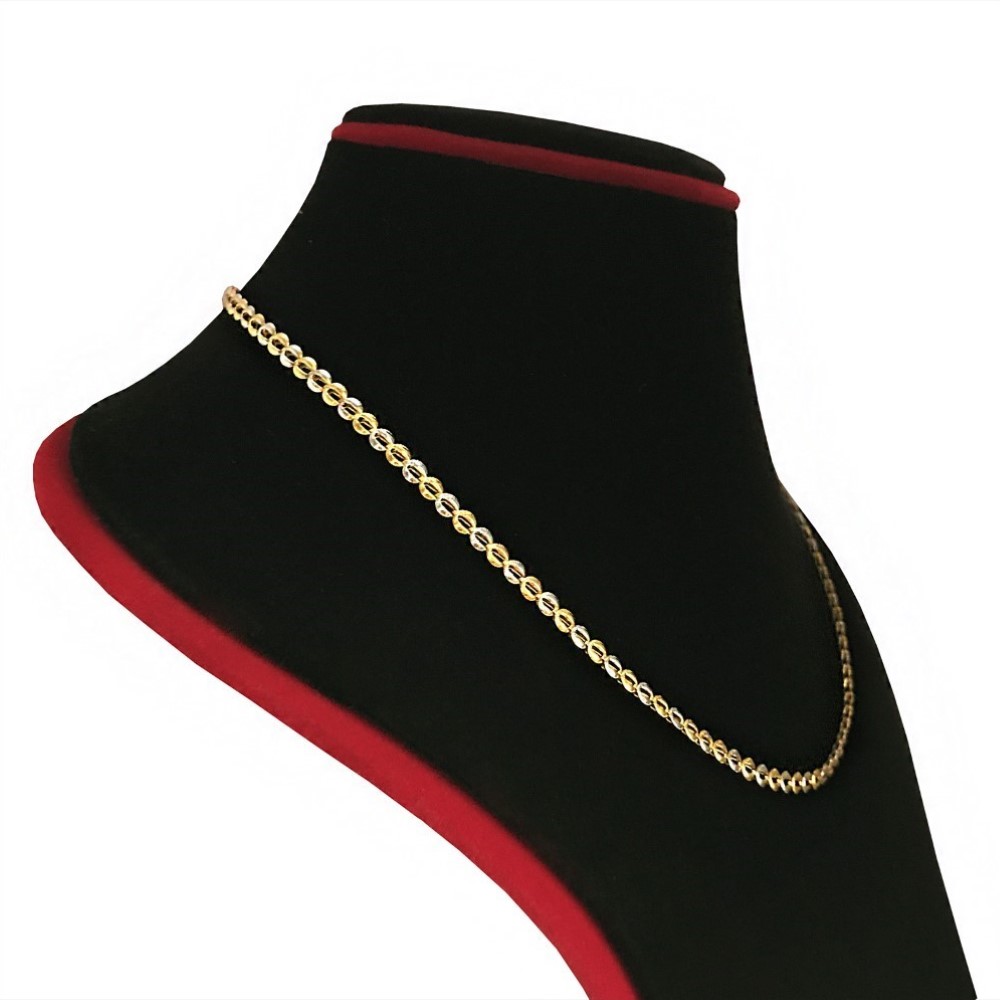 18 Kt Hallmark Real Solid Yellow Gold 2 Tone Curb Necklace Chain 7.860 Grams