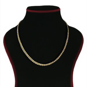 18 Kt Hallmark Real Solid Yellow Gold 2 Tone Curb Necklace Chain 7.860 Grams