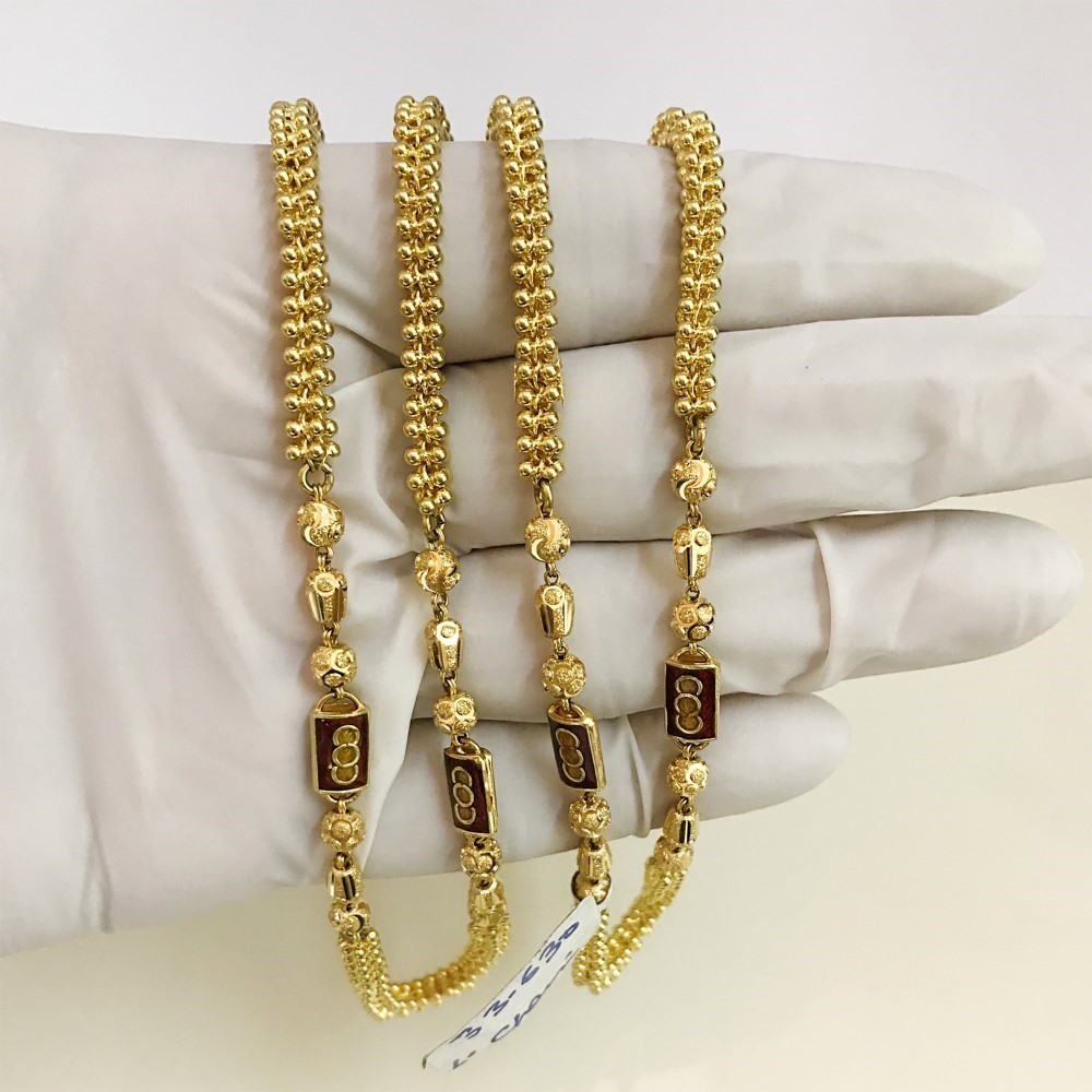 18 Kt Hallmark Real Solid Yellow Gold Link Necklace Chain For Women 33.630 Grams