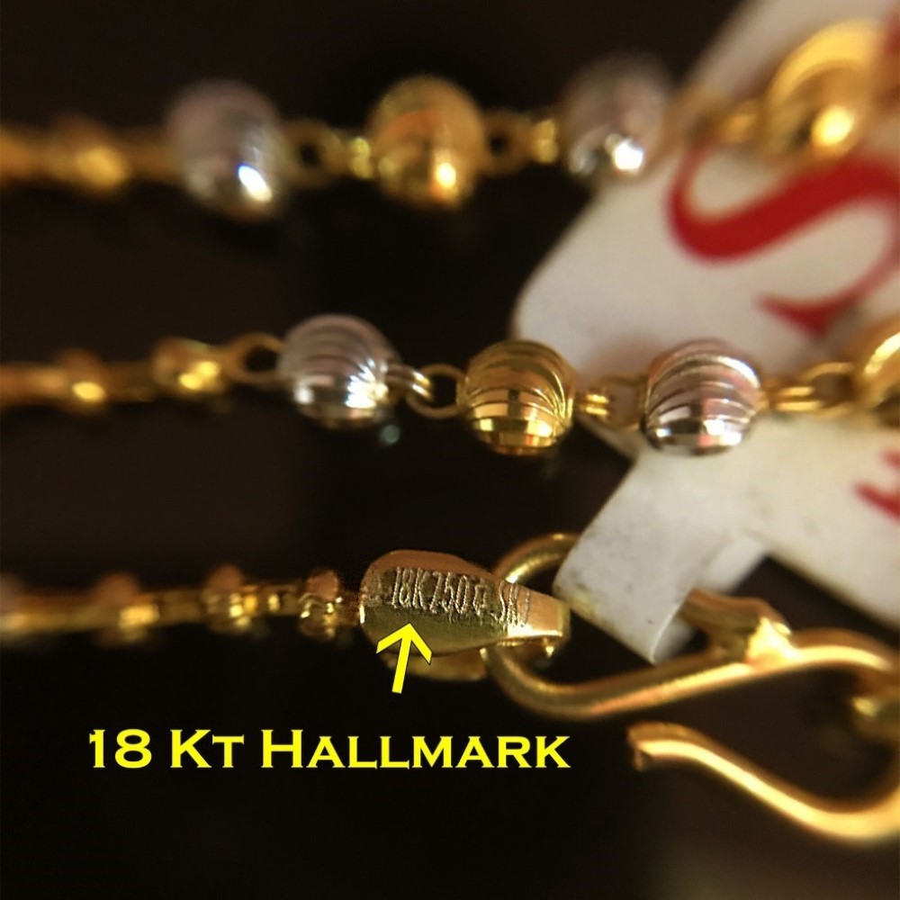 18Kt Hallmark Real Solid Yellow Gold 2 Tone Necklace Chain 7.780 Grams 18'' L