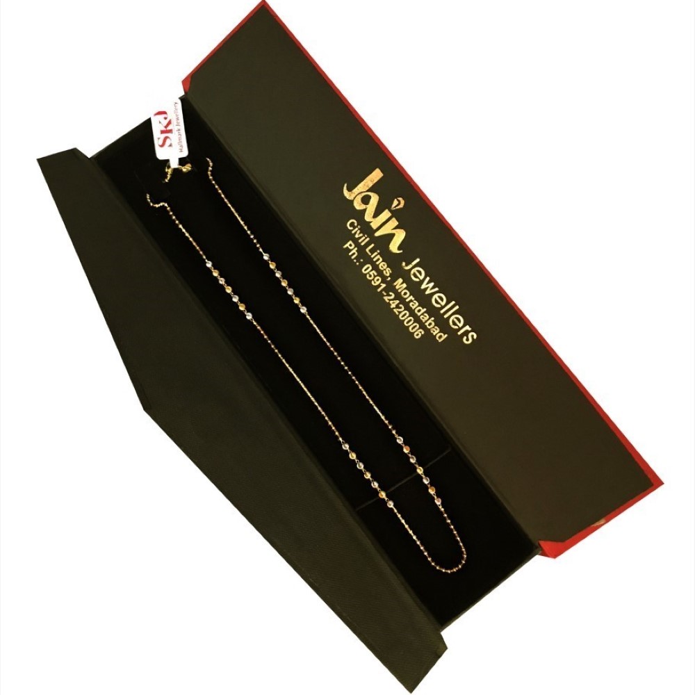18Kt Hallmark Real Solid Yellow Gold 2 Tone Necklace Chain 7.780 Grams 18'' L