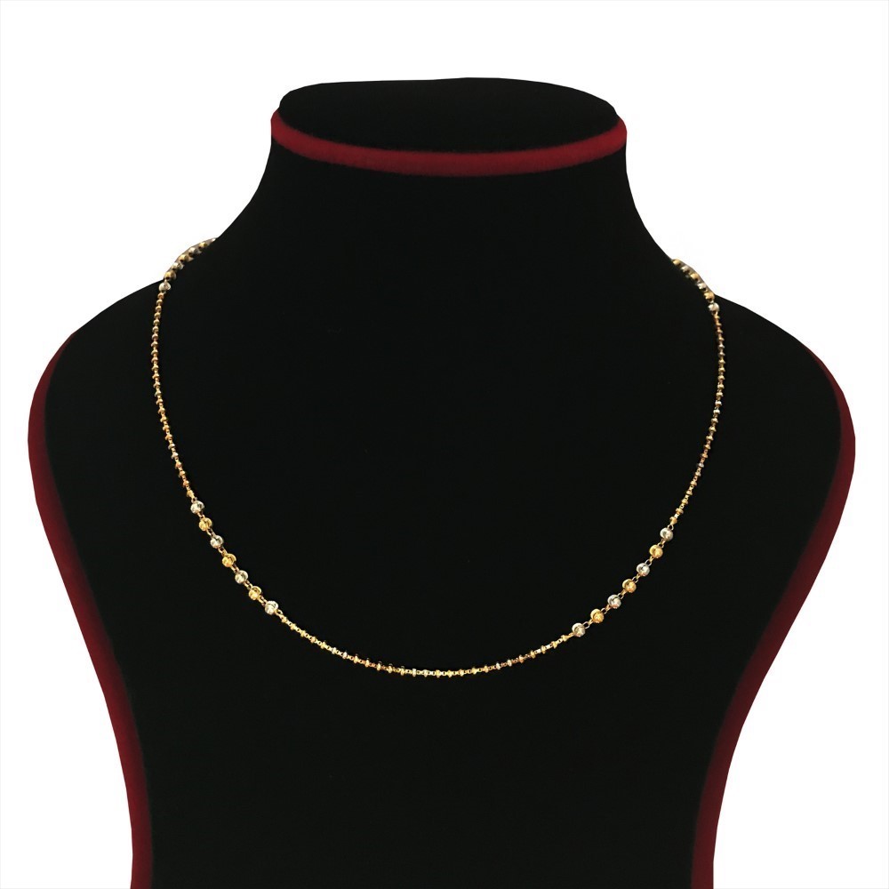 18Kt Hallmark Real Solid Yellow Gold 2 Tone Necklace Chain 7.780 Grams 18'' L