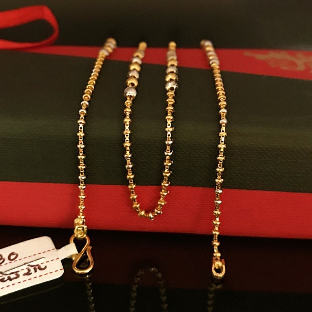 18Kt Hallmark Real Solid Yellow Gold 2 Tone Necklace Chain 7.780 Grams 18'' L
