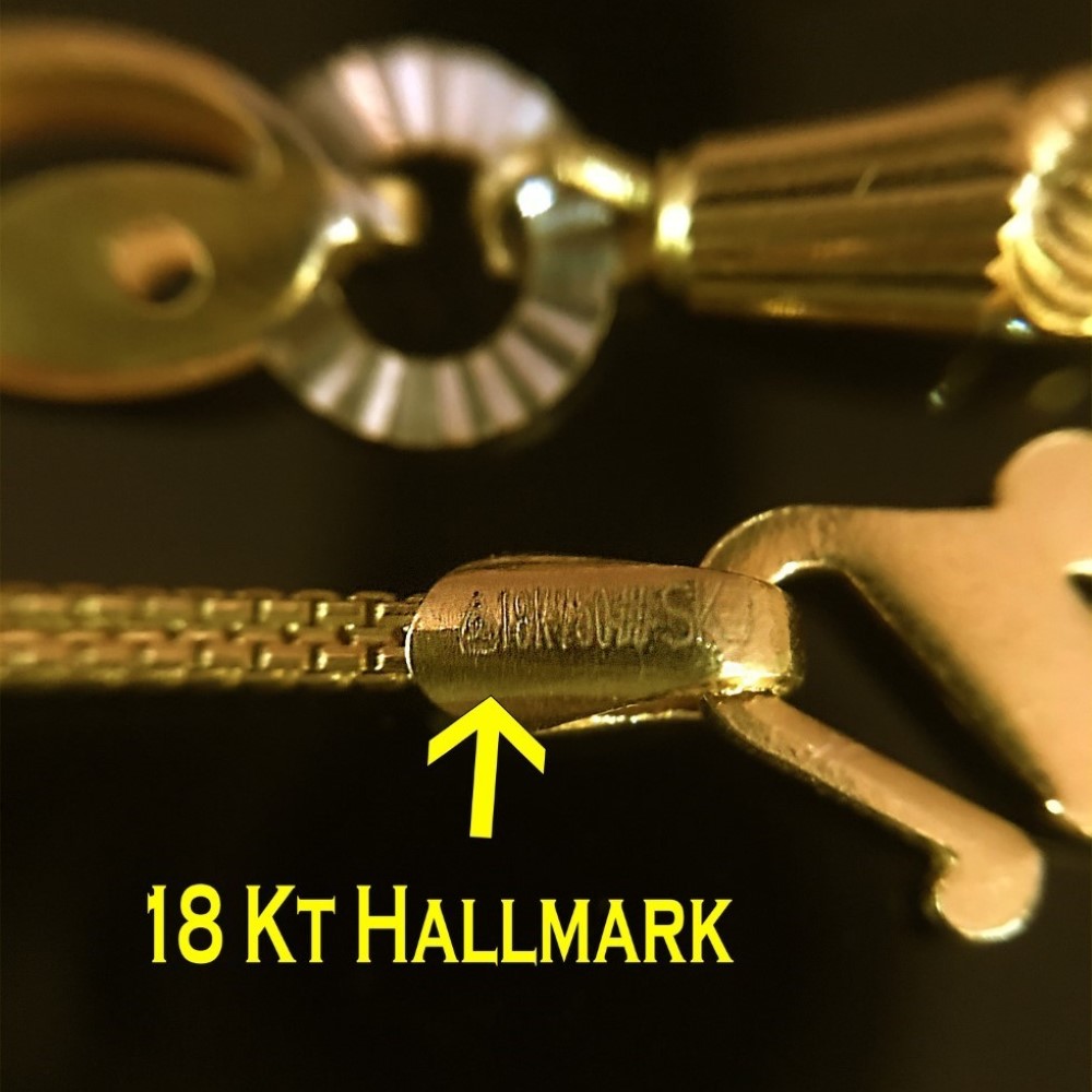 18 Kt Hallmark Real Solid Yellow Gold 2 Tone Necklace Chain 10.600 Grams 18'' L
