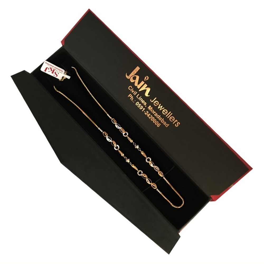 18 Kt Hallmark Real Solid Yellow Gold 2 Tone Necklace Chain 10.600 Grams 18'' L