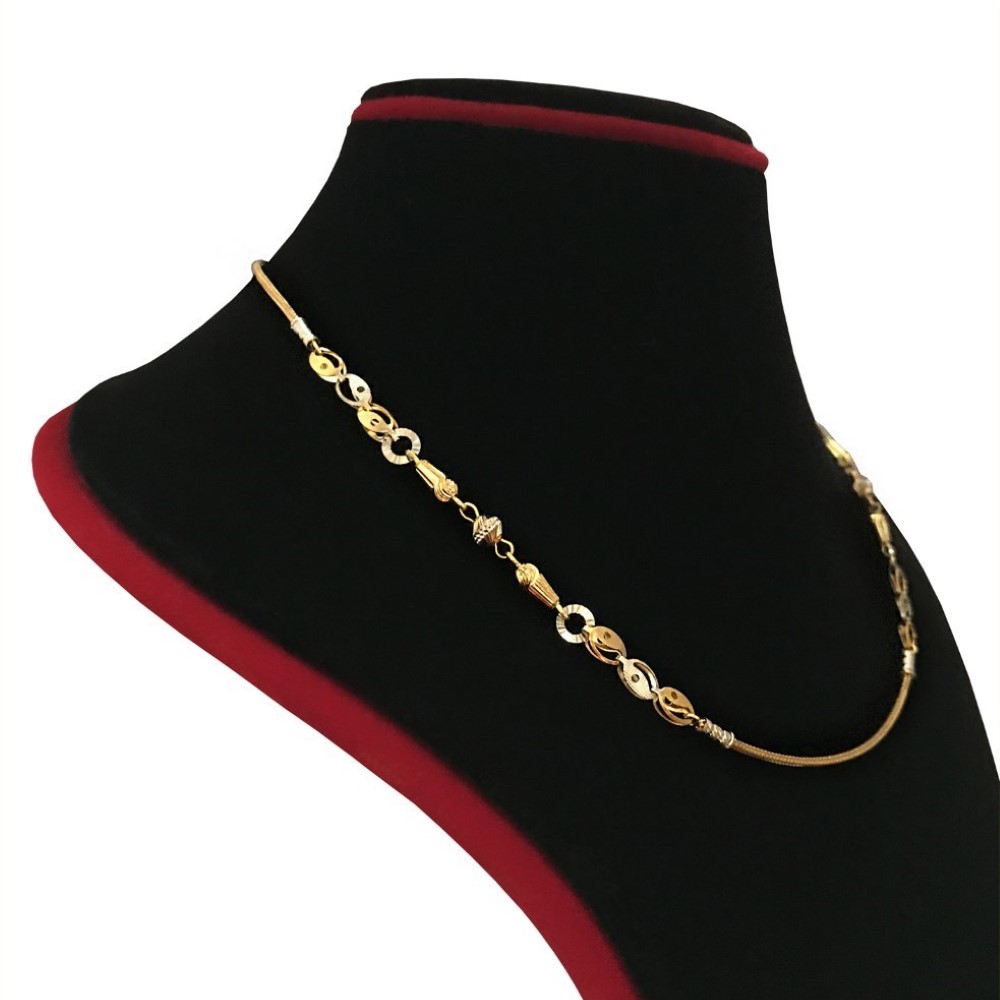 18 Kt Hallmark Real Solid Yellow Gold 2 Tone Necklace Chain 10.600 Grams 18'' L