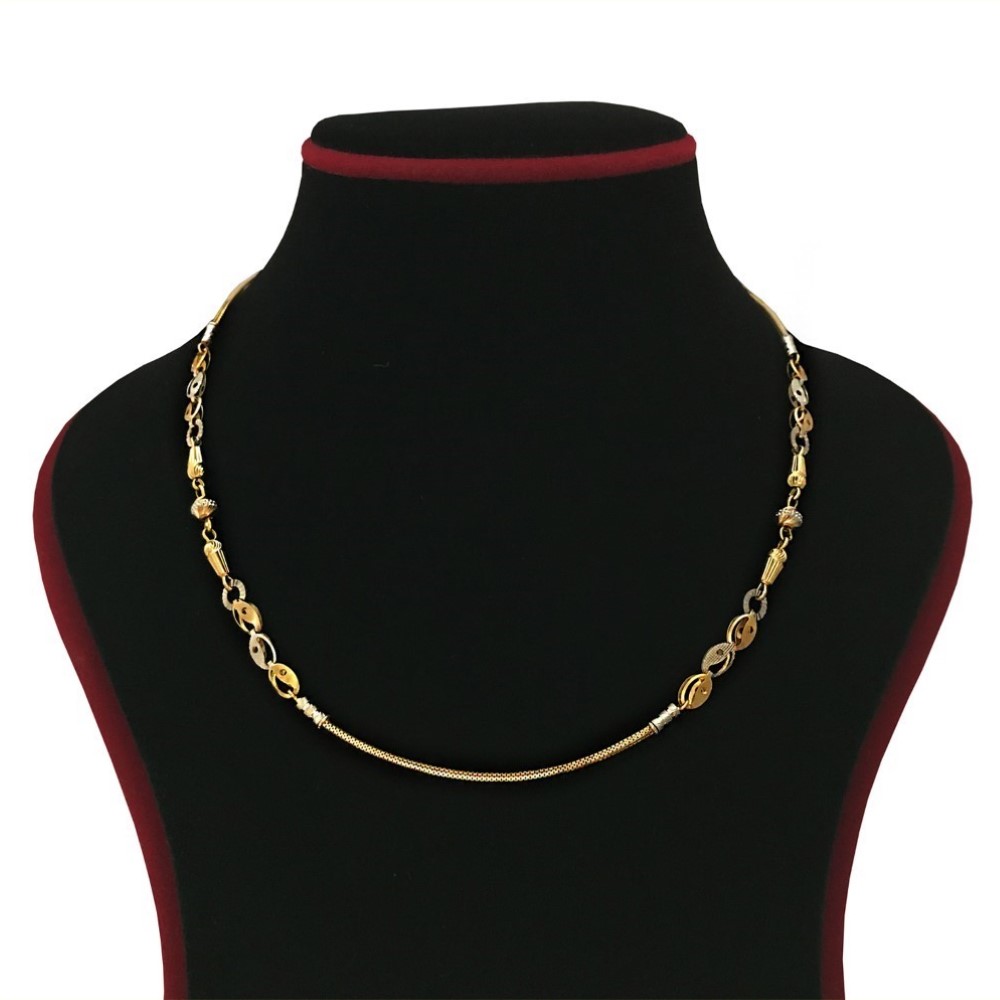 18 Kt Hallmark Real Solid Yellow Gold 2 Tone Necklace Chain 10.600 Grams 18'' L