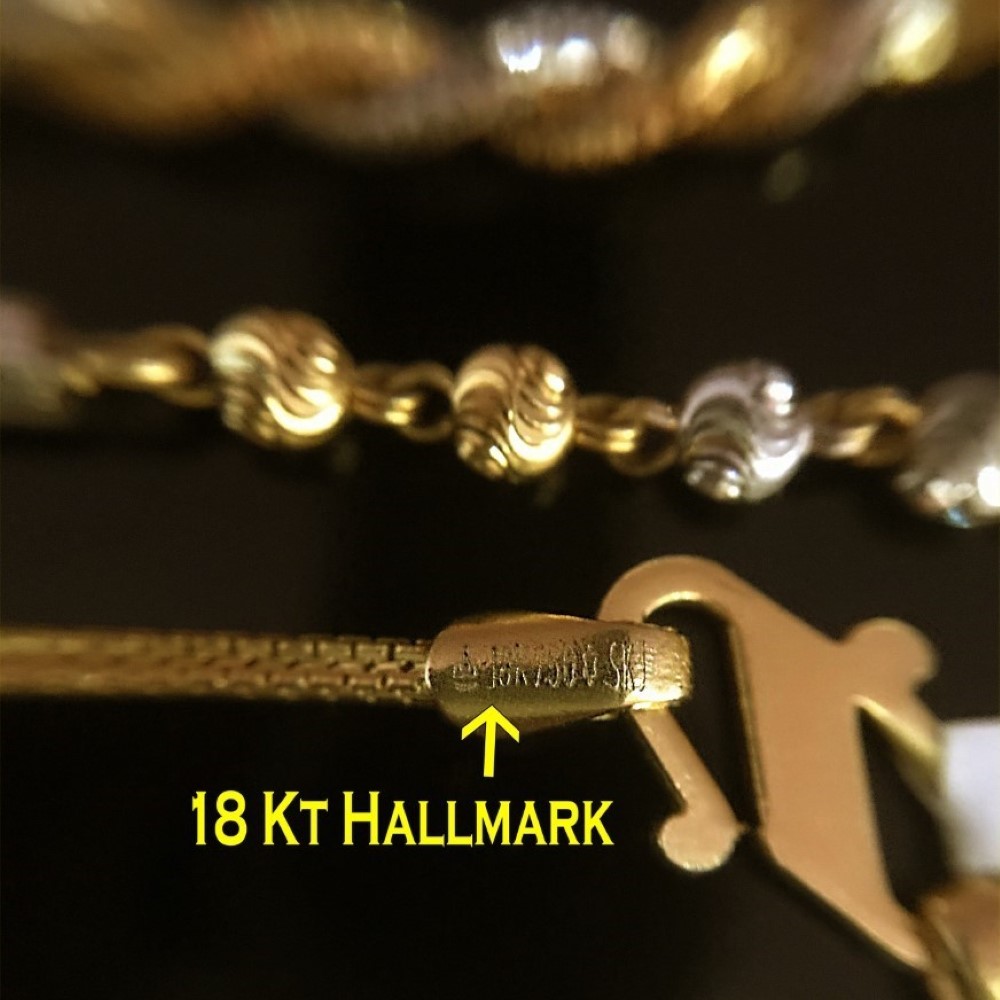 18 Kt Hallmark Real Solid Yellow Gold 2 Tone Curb Necklace Chain 10.750 g 18''L