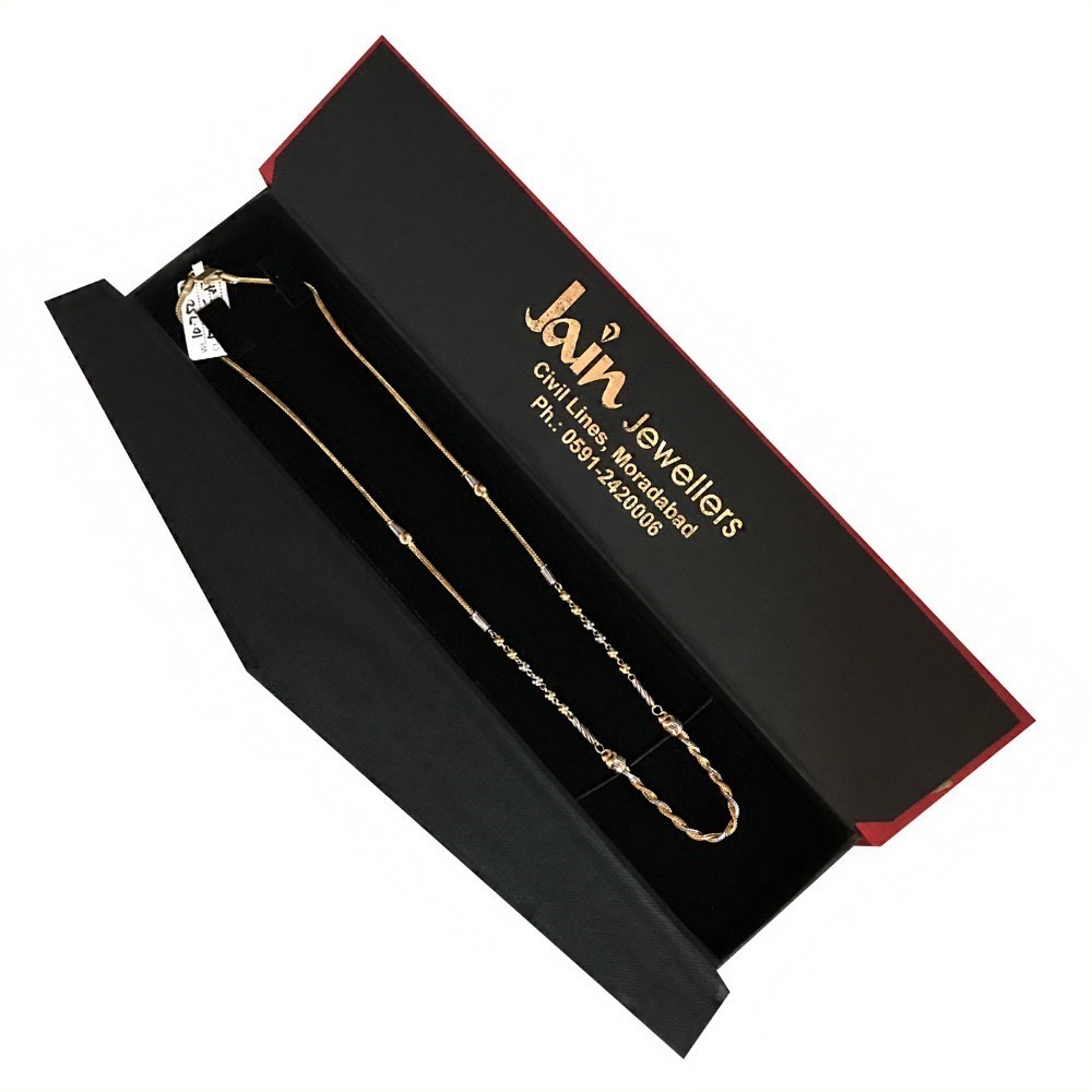 18 Kt Hallmark Real Solid Yellow Gold 2 Tone Curb Necklace Chain 10.750 g 18''L