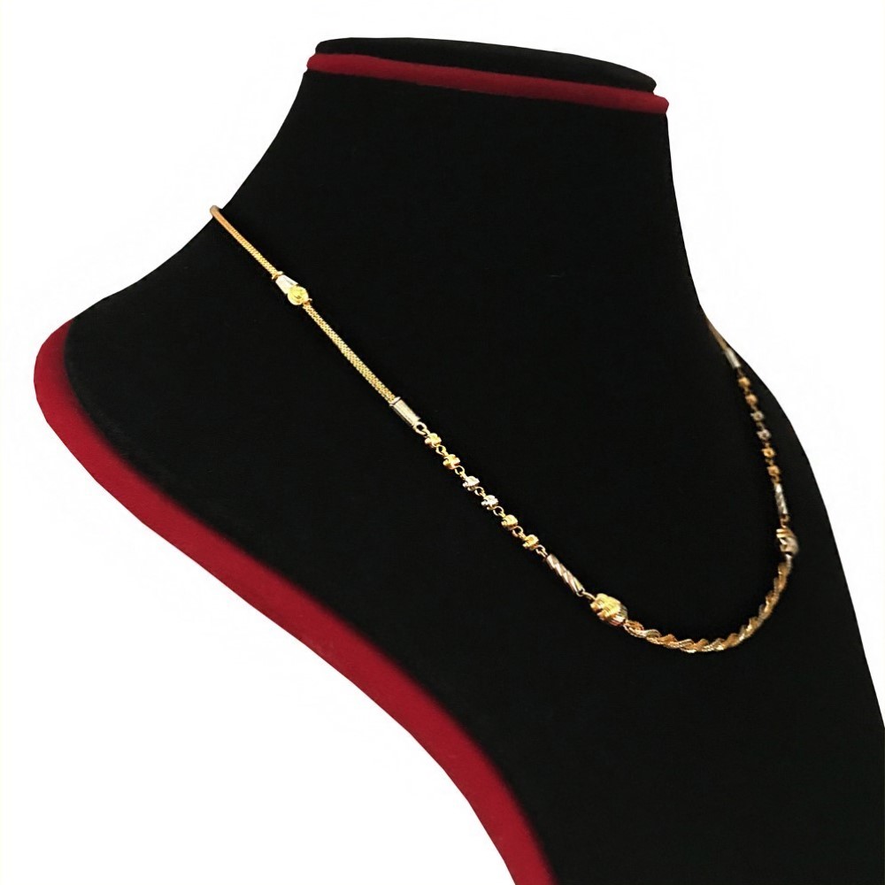 18 Kt Hallmark Real Solid Yellow Gold 2 Tone Curb Necklace Chain 10.750 g 18''L